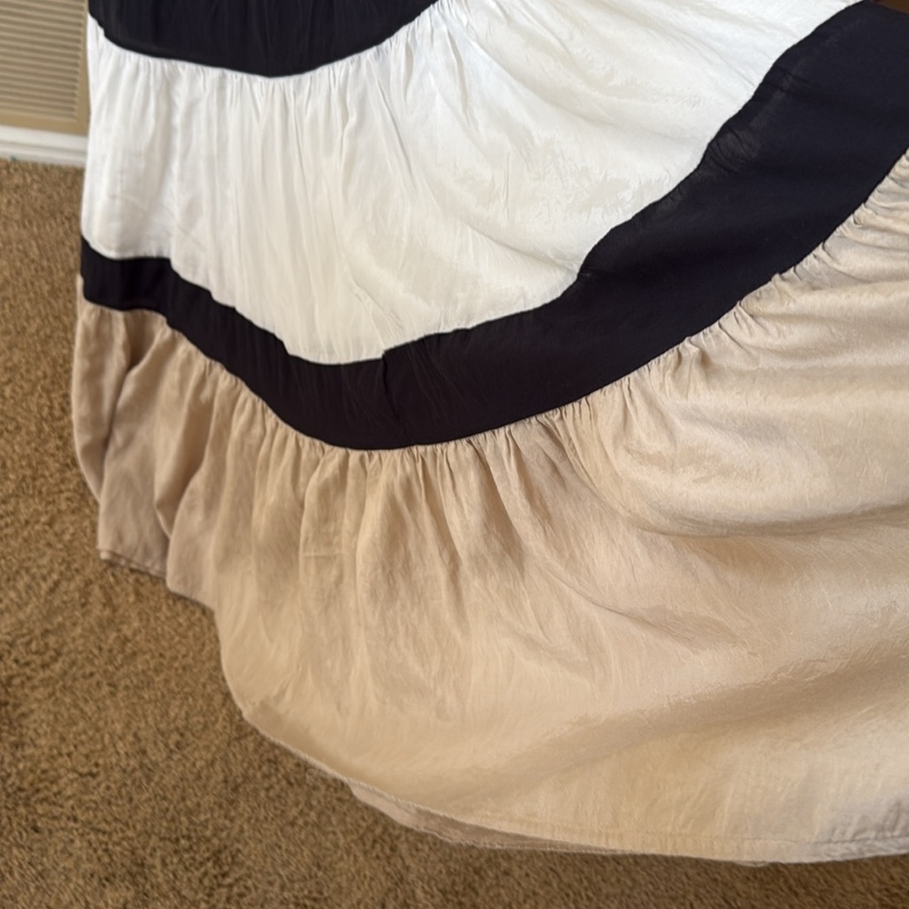 White and Black and beige Striped Maxi Dress color block tiered cotton and rayon - Picture 4 of 5
